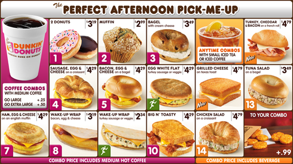 dunkin breakfast menu