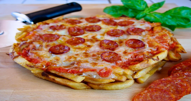 french fries on pizza